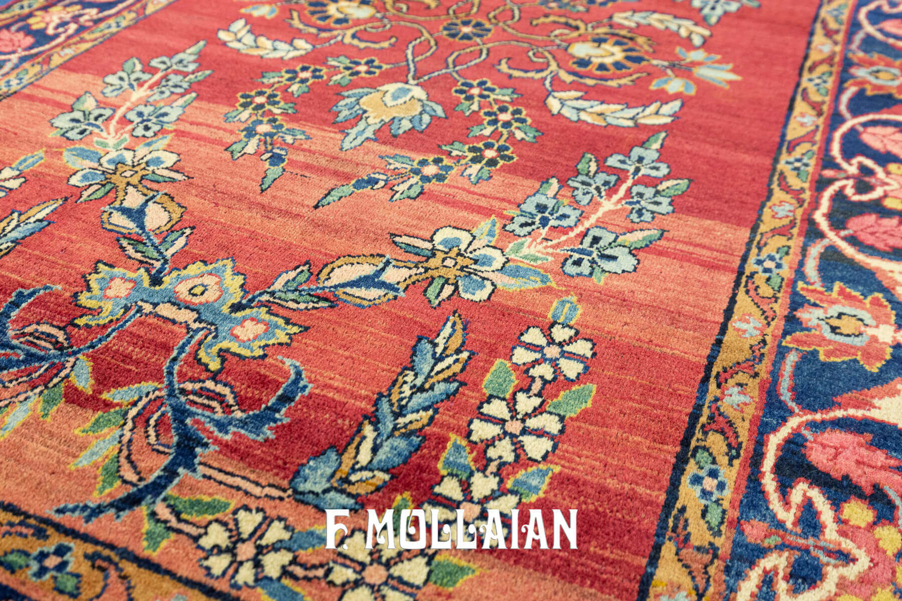 Antique Persian Kerman Floral Red Field Rug n°:38586882